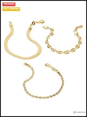 Women's 3-Piece Waterproof Gold PVD Coated Bracelet Set